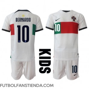 Portugal Bernardo Silva #10 Segunda Equipación Niños Mundial 2022 Manga Corta (+ Pantalones cortos)